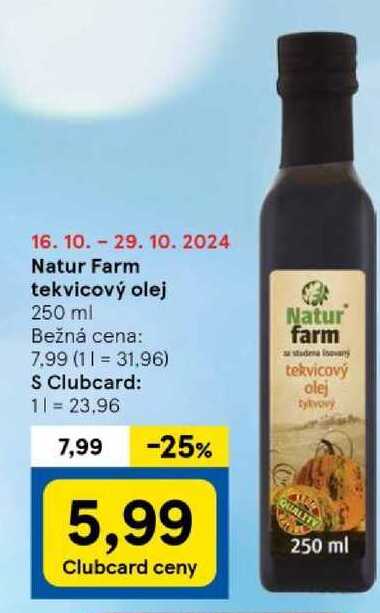 Natur Farm tekvicový olej, 250 ml