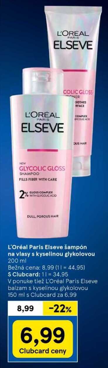 L'Oréal Paris Elseve šampón na vlasy s kyselinou glykolovou, 200 ml 