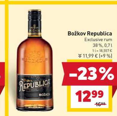 Božkov Republica Exclusive rum 38%, 0,7l v akcii