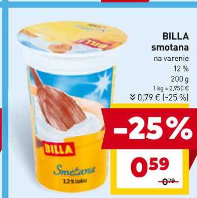 BILLA smotana na varenie 12% 200 g