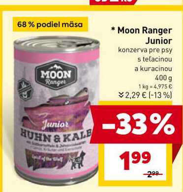 Moon Ranger Junior konzerva pre psy s teľacinou a kuracinou 400 g 