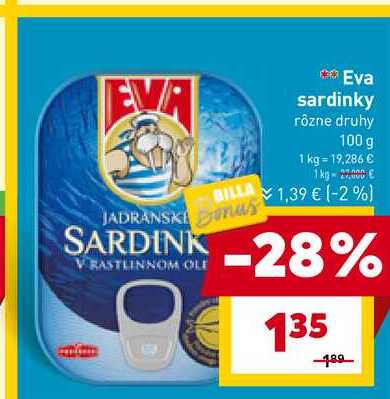 Eva sardinky rôzne druhy 100 g