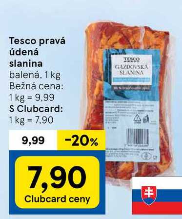 Tesco pravá údená slanina, 1 kg 