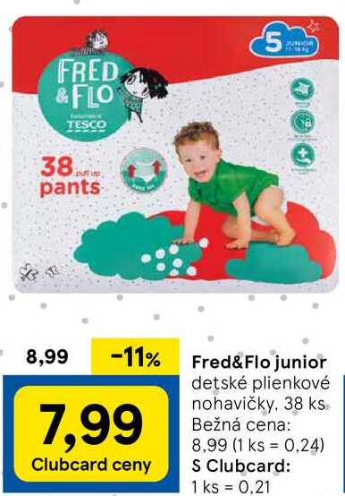 Fred& Flo junior detské plienkové nohavičky, 38 ks 