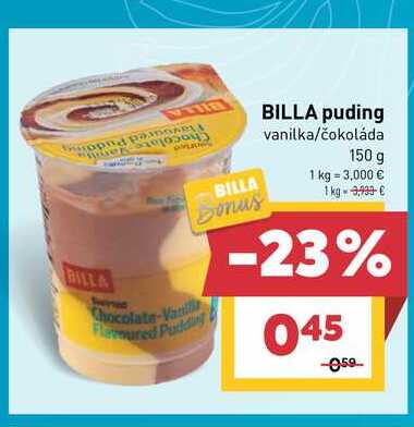 BILLA puding vanilka/čokoláda 150 g 