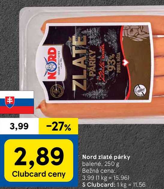 Nord zlaté párky, 250 g