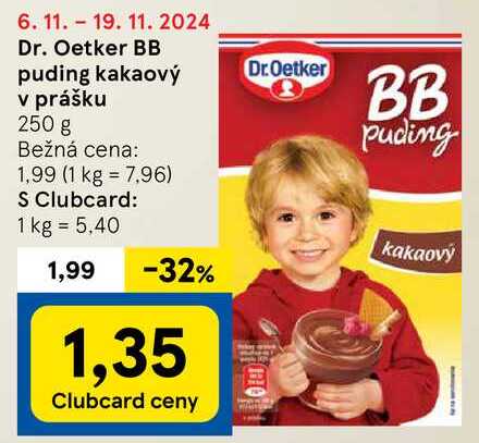 Dr. Oetker BB puding kakaový v prášku, 250 g