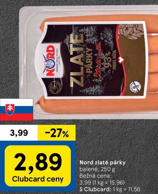 Nord zlaté párky, 250 g 