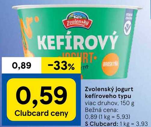 Zvolenský jogurt kefíroveho typu, 150 g