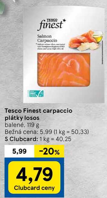 Tesco Finest carpaccio plátky losos, 119 g