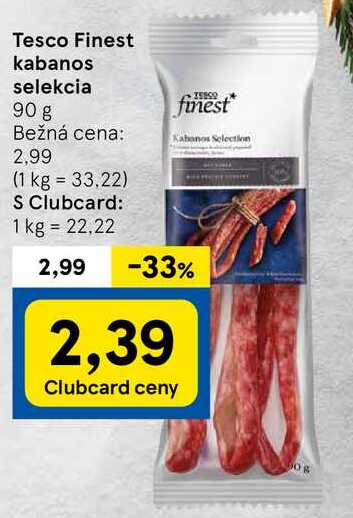 Tesco Finest kabanos selekcia, 90 g