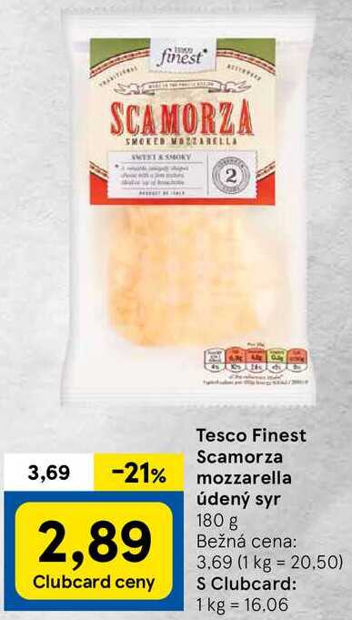 Tesco Finest Scamorza mozzarella údený syr, 180 g 