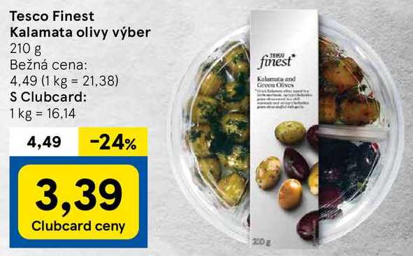 Tesco Finest Kalamata olivy výber, 210 g 