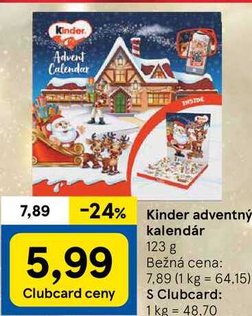 Kinder adventný kalendár, 123 g