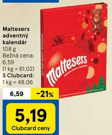 Maltesers Maltesers adventný kalendár, 108 g 