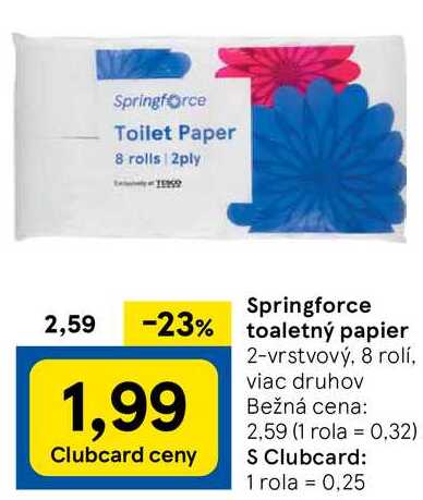 Springforce toaletný papier, 8 rolí