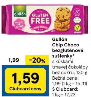 Gullón Chip Choco bezgluténové sušienky, 130 g v akcii