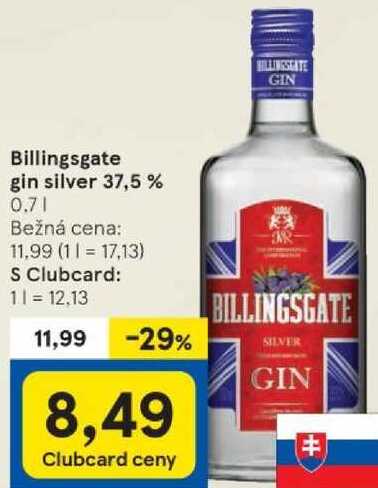 Billingsgate gin silver 37,5 %, 0,7 l v akcii