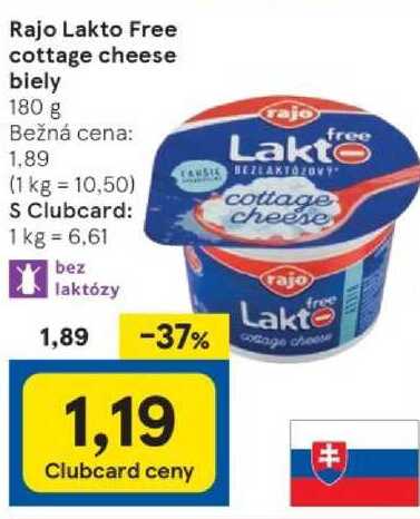 Rajo Lakto Free cottage cheese biely, 180 g 