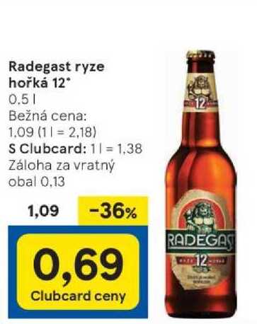 Radegast ryze hořká 12°, 0,5 l