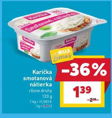 Karička smotanová nátierka rôzne druhy 120 g 