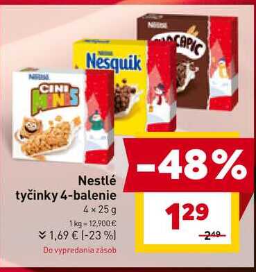 Nestlé tyčinky 4-balenie 4×25g 