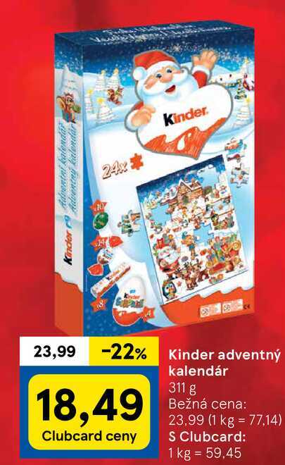 Kinder adventný kalendár 311 g