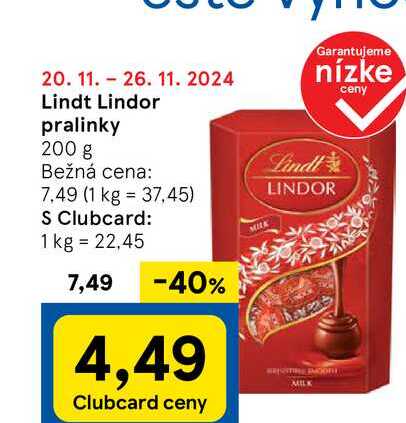 Lindt Lindor pralinky 200 g 