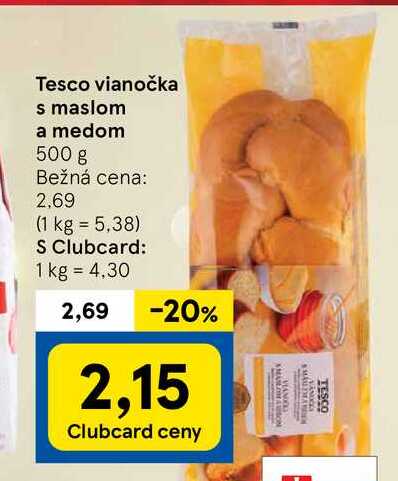 Tesco vianočka s maslom a medom 500 g 