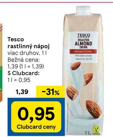 Tesco rastlinný nápoj viac druhov 1l