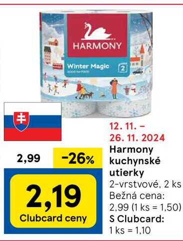 Harmony kuchynské utierky 2-vrstvové, 2 ks 