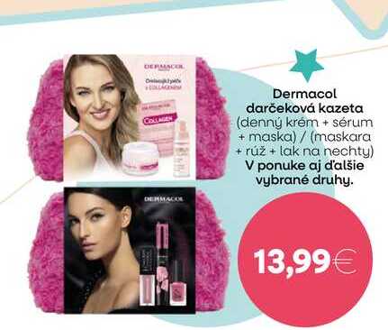 Dermacol darčeková kazeta (denný krém + sérum + maska)/(maskara + rúž + lak na nechty)  