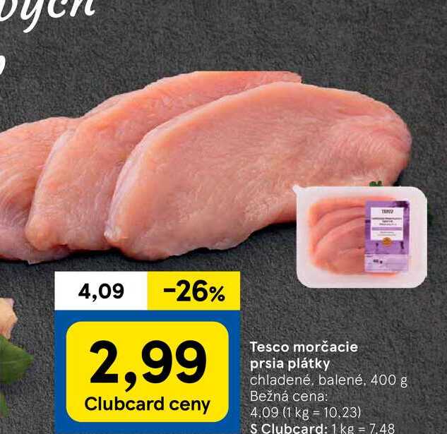 morčacie prsia plátky chladené, balené, 400 g 