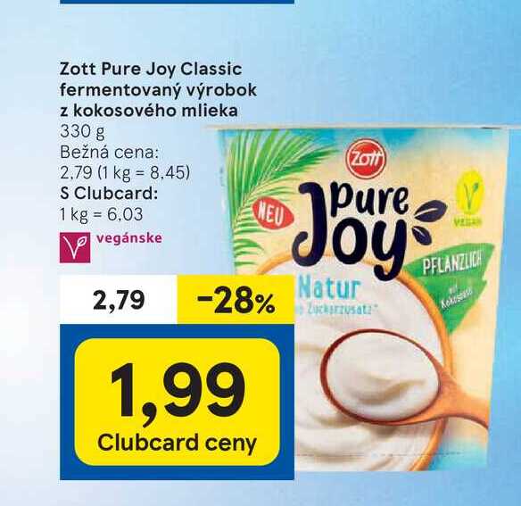 Zott Pure Joy Classic fermentovaný výrobok z kokosového mlieka 330 g