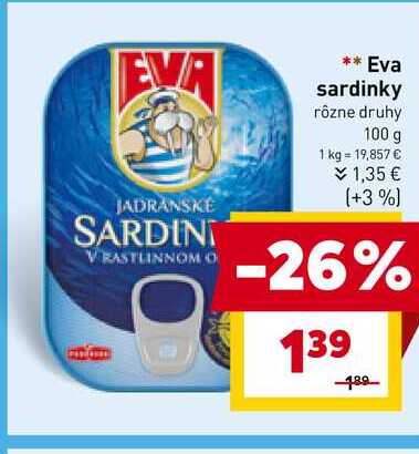 Eva sardinky rôzne druhy 100 g 