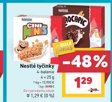 Nestlé tyčinky 4-balenie 4× 25g 