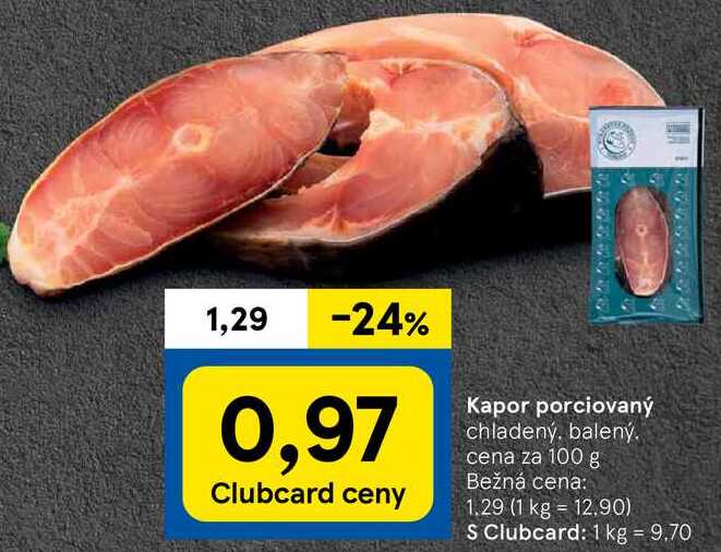 Kapor porciovaný, cena za 100 g