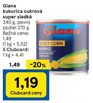 Giana kukurica cukrová super sladká, 340 g