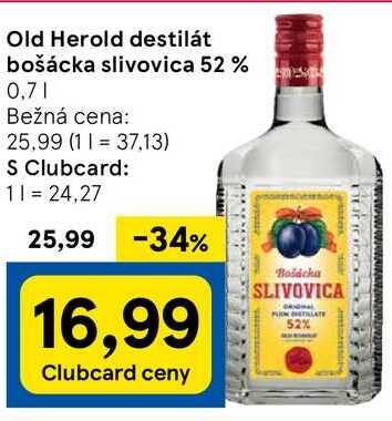 Old Herold destilát bošácka slivovica 52 %, 0,7 l