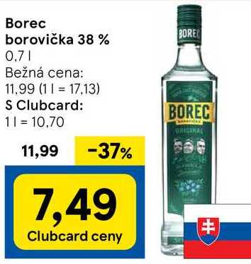 Borec borovička 38 %, 0,7 l