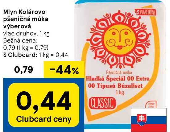 Mlyn Kolárovo pšeničná múka výberová, 1 kg