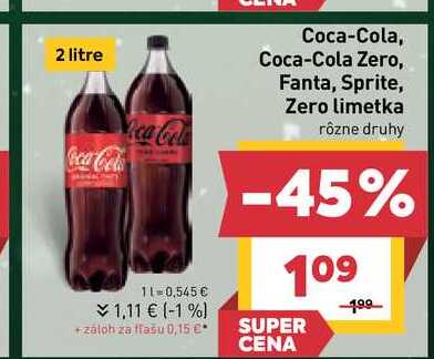 Coca-Cola 2 l, vybrané druhy 2l