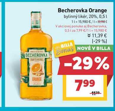 Becherovka Orange bylinný likér, 20%, 0,5l