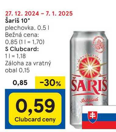 Šariš 10°, 0,5 l