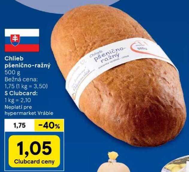 Chlieb pšenično-ražný, 500 g 