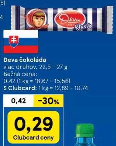 Deva čokoláda, 22,5-27 g