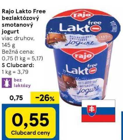 Rajo Lakto Free bezlaktózový smotanový jogurt, 145 g