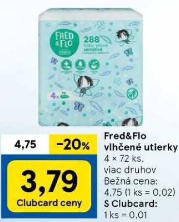 Fred&Flo vlhčené utierky, 4x 72 ks