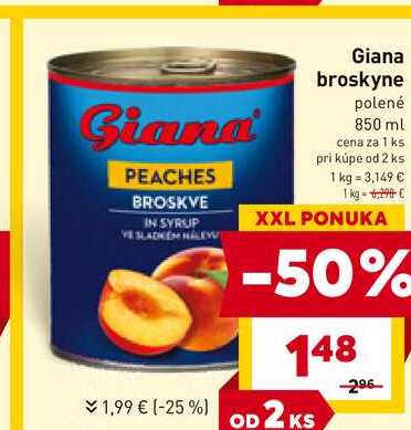 Giana broskyne polené 850 ml 
