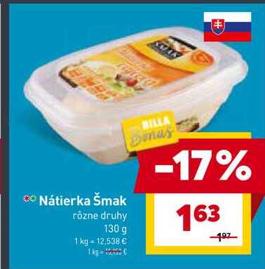 Nátierka Šmak rôzne druhy 130 g 